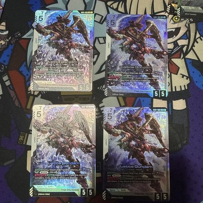 GD01-066 Justice Gundam : LR Holofoil Gundam TCG Card Newtype Rising set of 4