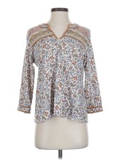 J.Jill Women Silver 3/4 Sleeve Blouse XS