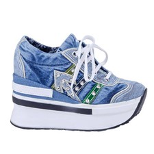 Denim Boots Shoes, Handmade Women's Sports Boots/Birthday Gift