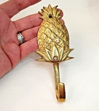 Wall Hook Pineapple Solid Brass India for Liards Hat Robe Towel Key HOOK 5" tall