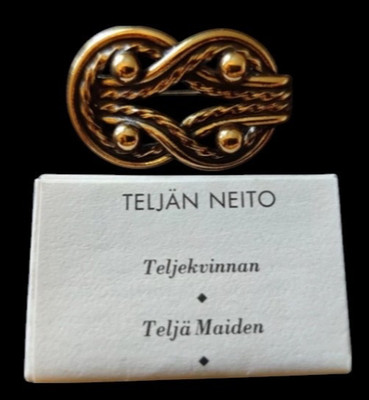 Kalevala Jewelry Teljä Maiden Bronze Brooch Pin Viking Gothic Nordic Box 3cm