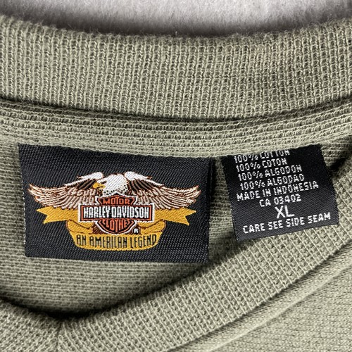 Harley Davidson Men’s Long Sleeve V Neck Waffle Knit Sweater XL Green - Bild 3 von 8