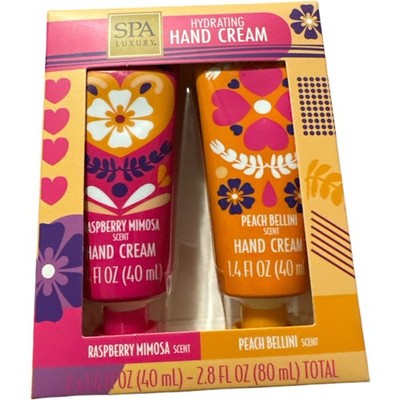 SPA Luxury Hydrating Hand Cream Rasberry Mimosa Peach Bellini Set Of 2