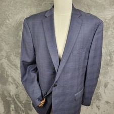 Ralph Ralph Lauren Men's 48L Blue Windowpane Natural Stretch 100 Wool Blazer