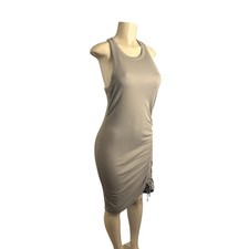 Women M Old Navy Active UltraLite Racerback Rib-Knit Ruched Dress Aspen Summer