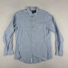 Rodd Gunn Dress Shirt Mens Large Blue Green Geometric Sports Fit Button Up