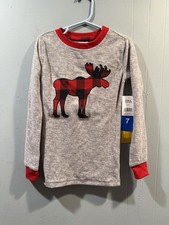 Kids Eddie Bauer Sleepwear Top Size 7 Gray/Red