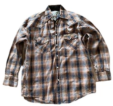 Jesse James Workwear Plaid Flannel West Coast Choppers Pearl Snap Size Medium