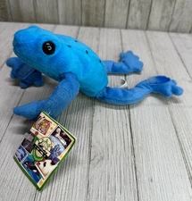 Vtg 98 K & M International Blue Poison Dart Frog Plush Stuffed Animal w/ Tags