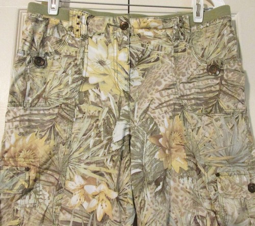 Chicos 1.5 Damen Cargohose Blätterdruck Cropped Stretch Bindebündchen Safari - Bild 8 von 8