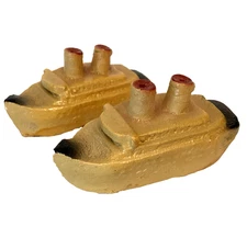 Vintage Chalkware Ship Boat Salt & Pepper Shakers