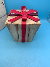 Wood Christmas Gift Box Decor, 7 x 6", Holiday Decor