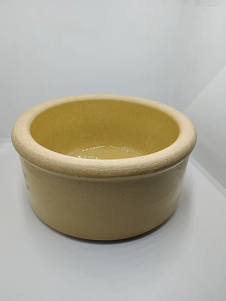 Cuenco de cerámica para perros R.R.P. Co Roseville OH EE. UU. 5,5" ancho gres amarillo de colección #200 Foto 2 de 4