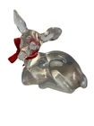 Vintage Clear Glass Fenton Christmas Reindeer Figurine With Red Bow 3 1/2"