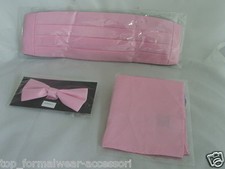 BOYS > Page Boy-Wedding- Children Baby PINK Bow tie  Cummerbund and Hankie Set
