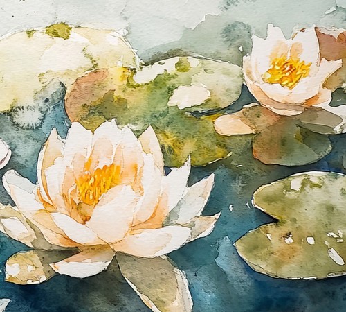 Koi Fish and Water Lilies 5"x7 Print on Matte Paper | Serene Watercolor Painting - Picture 6 of 7