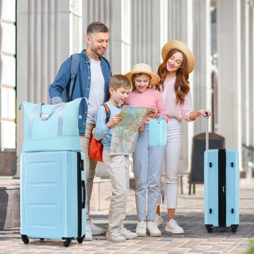 4pc ABS Hardside Luggage Set 20" 24" Suitcase Travel Bag Spinner TSA Lock Blue - Picture 12 of 20