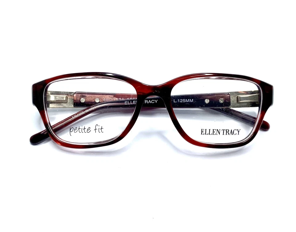 Nuevo Ellen Tracy Petite Rojo Marrón Tortuga Gato Gafas Venezia Cuerno 48 15 125 Foto 4 de 4