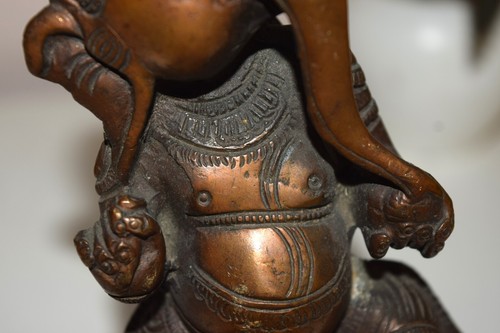 Antique Ganesha Murti Copper Metal Standing Hindu Elephant Goddess Statue HK268 - Picture 9 of 12