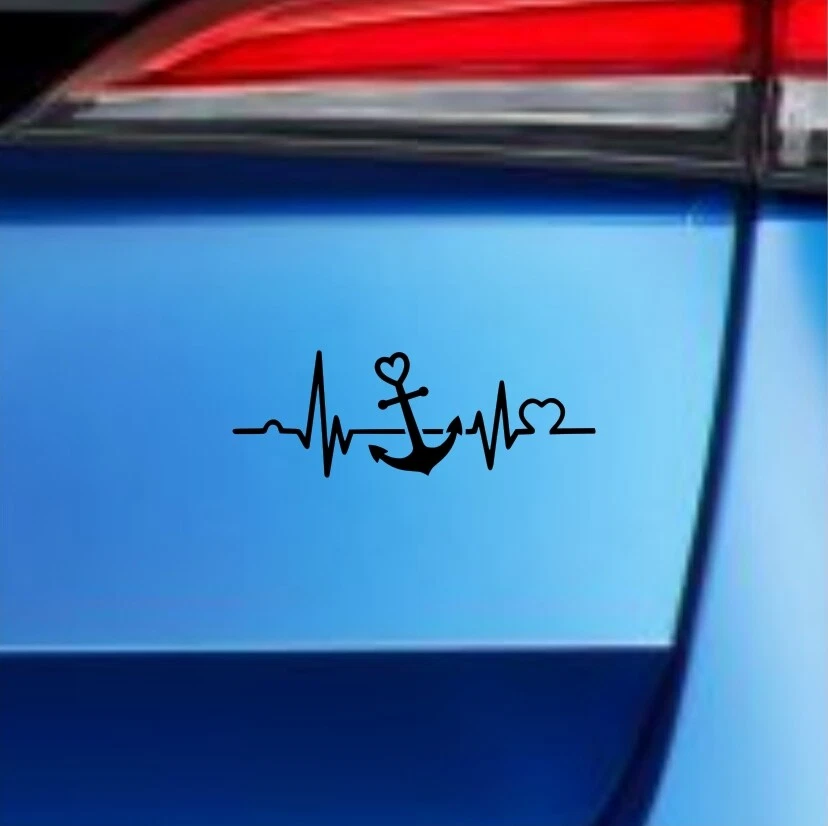 Herzschlag Anker Aufkleber 6 Größen 21 Farben- Nordsee Ostsee Hamburg Rügen Sylt - Bild 4 von 4