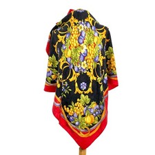 Vintage Enrico Coveri Silk Scarf 35x34 - Baroque Floral Print - A100