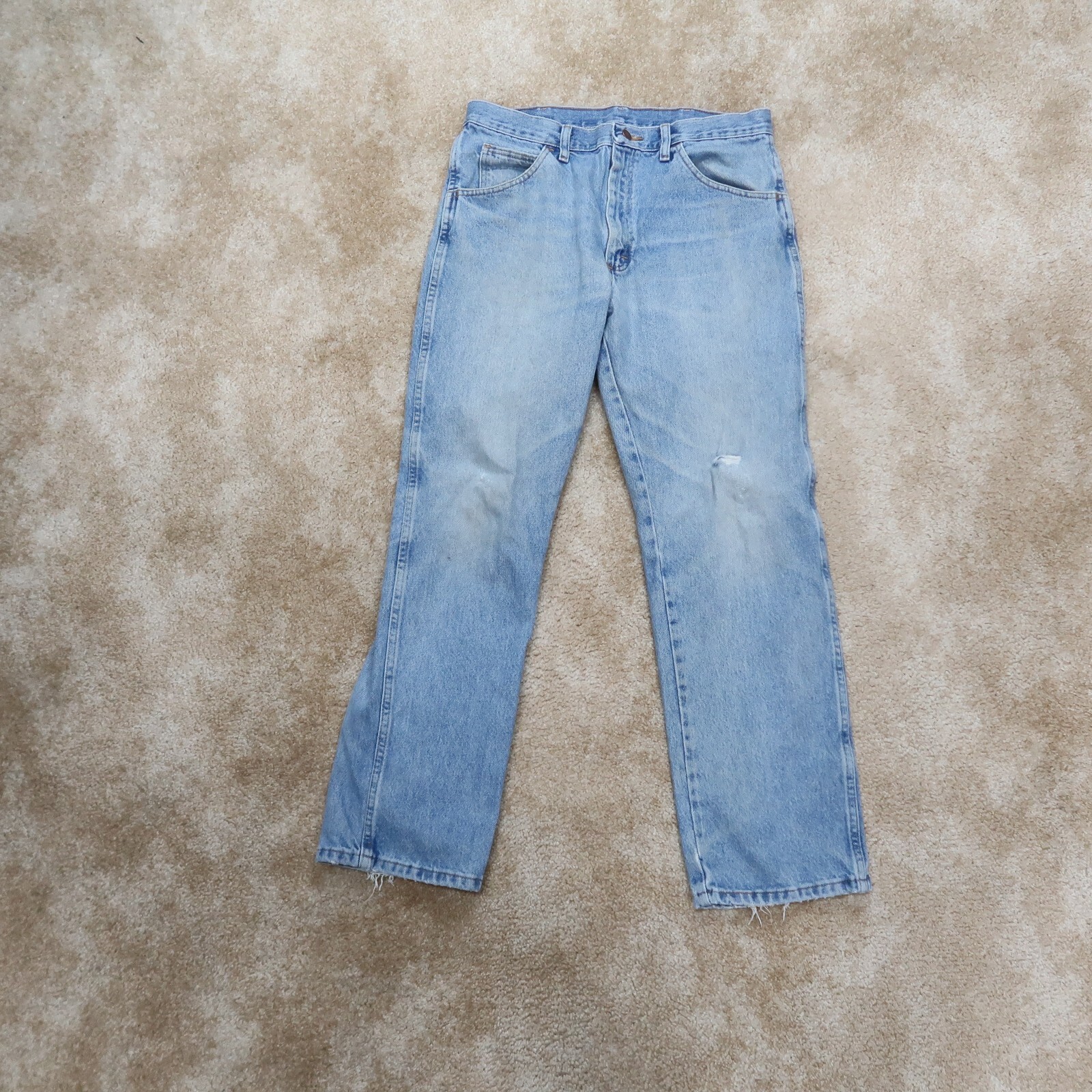 Vintage Rustler Regular Fit Denim Jeans Dark Wash Distressed Men's 34x30