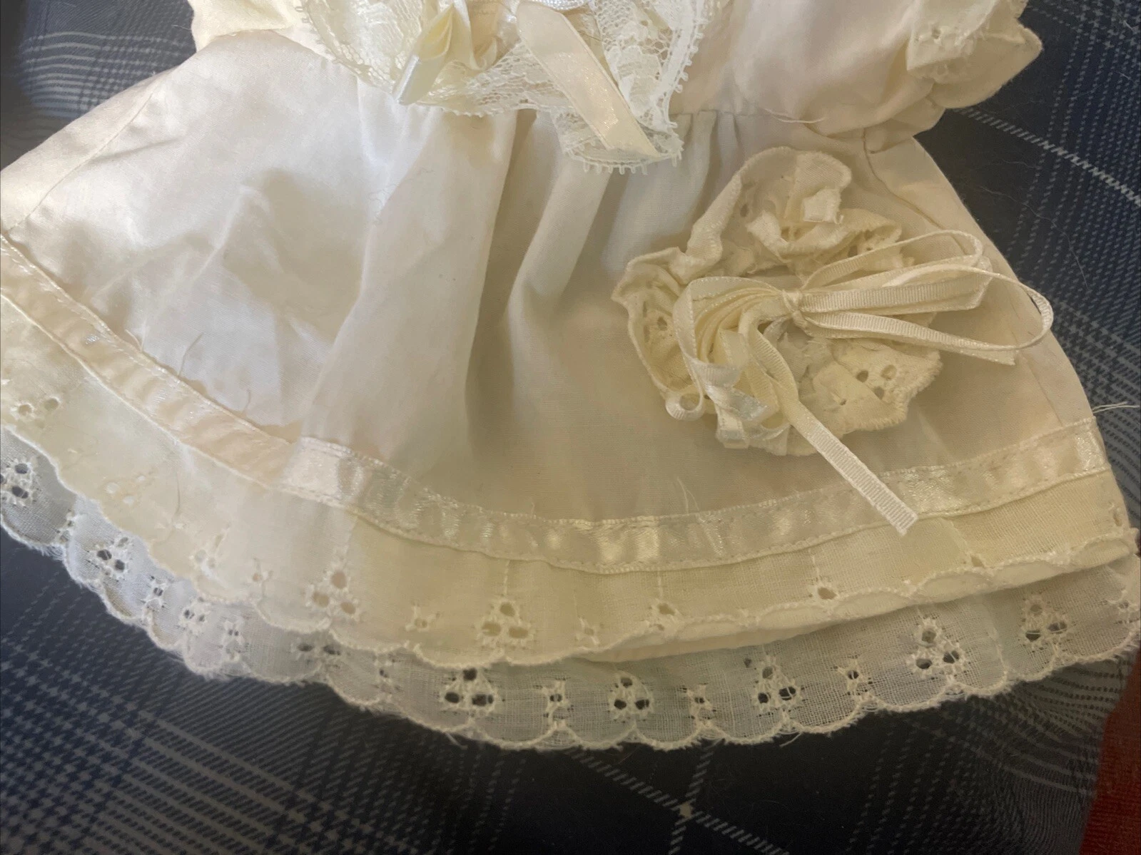 OFF WHITE Vestito bambola bianco sporco lungo 6 5 pollici con nastro di pizzo 6" sul petto