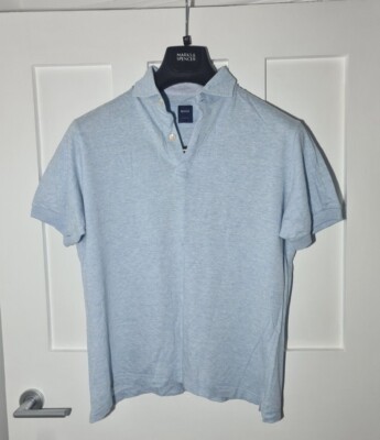 Boggi Milano Light Blue Polo Shirt Italian Style Medium Flax Linen