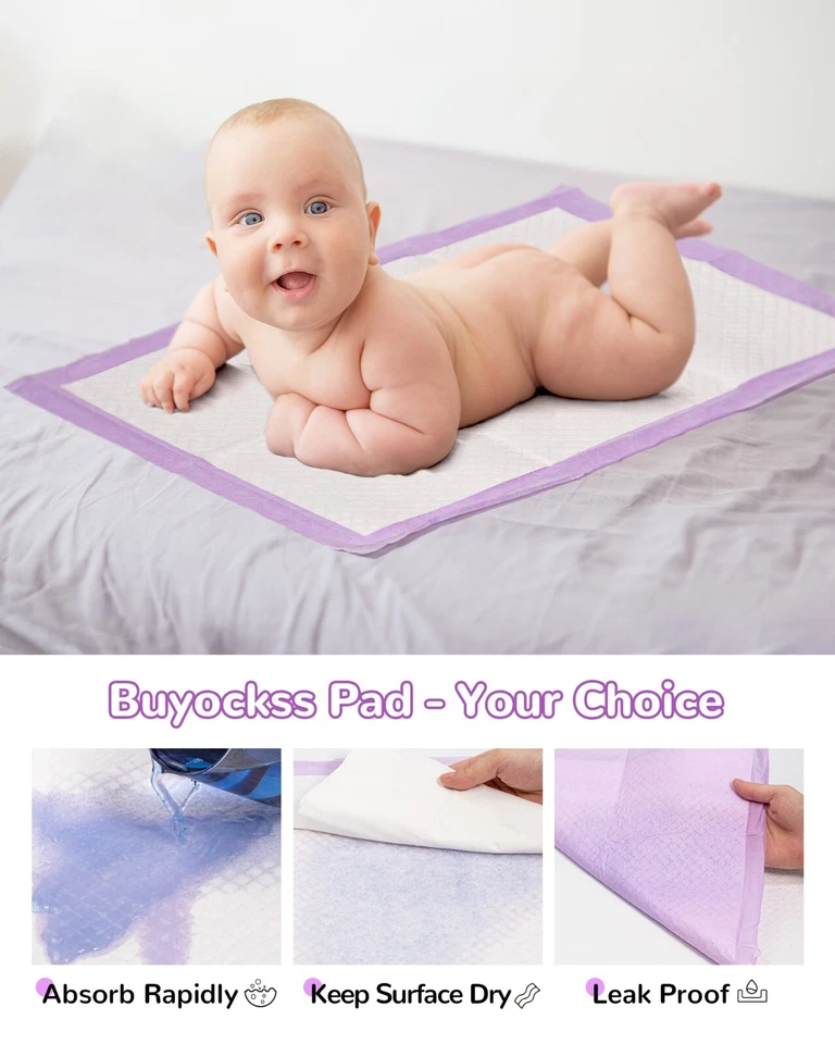 Paquete de 100 almohadillas cambiadoras desechables para bebés ultra suaves Foto 4 de 4