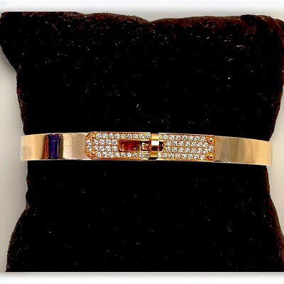Hermes Kelly Diamond 18k Rose Gold Bracelet Small  MSRP $16,800