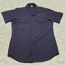 Propper Shirt Men's Medium Blue Pockets Short Sleeve Button-Up Security Rip Stop
