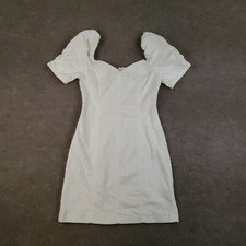 Alice + Olivia Mimi Dress Womens Sz 6 White Denim Puff Sleeve Mini Short Stretch