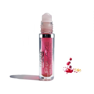 MODE Lip Glaze Cranberry Cosmo Flavored Lip Gloss Roll On Yummy Sheer Wet Shine