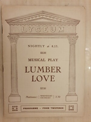Theaterprogramm Lumber Love - Joan Lockton Frederick Leister Flora Macdonald