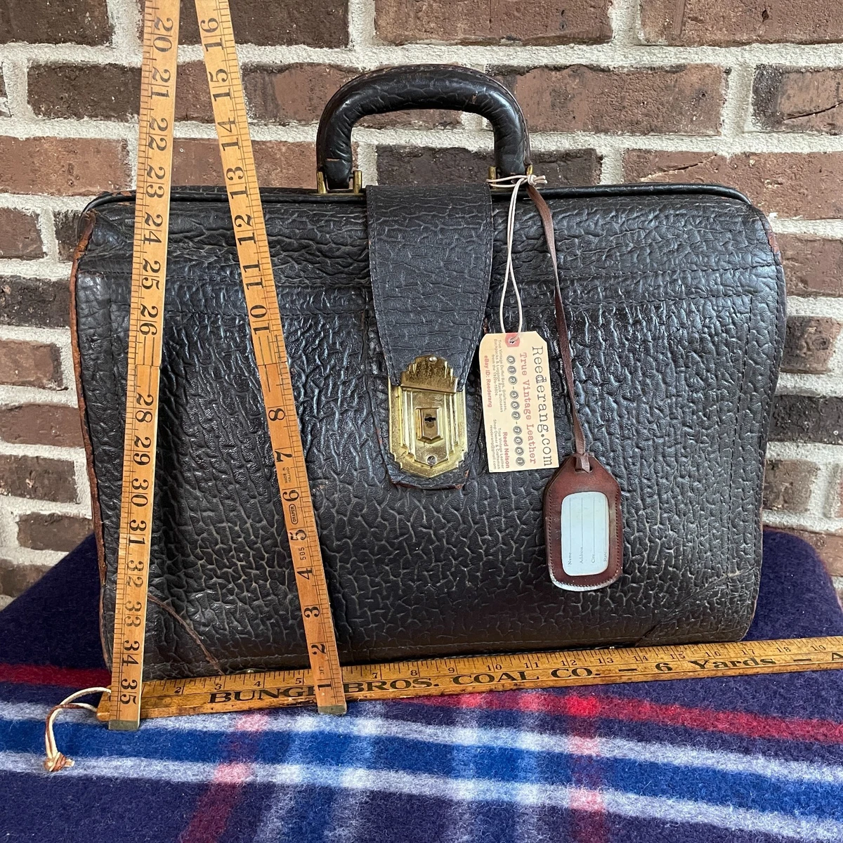 VINTAGE 1940s SEALSKIN LEATHER MACBOOK GLADSTONE BRIEFCASE BAG CASE R$1598