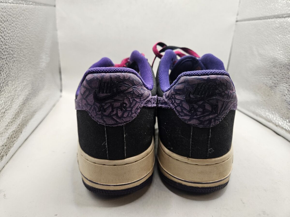 Nike Air Force 1 Crackled Black Purple Sneakers Men's Size Nike Air Force 1 Crackled Black Purple Sneakers Men's Size