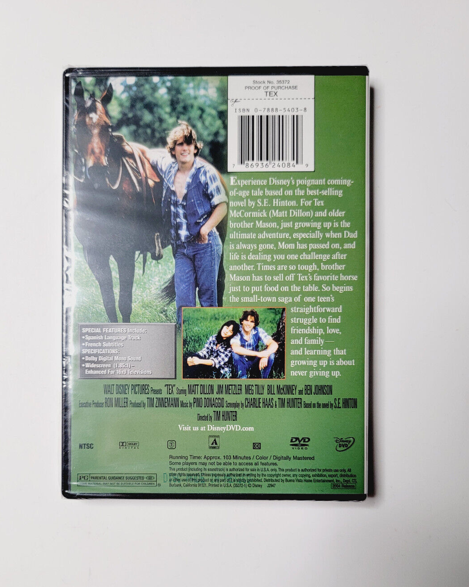 Tex 1982 Disney (DVD, 2004) SEALED, Matt Dillon, Meg Tilly, Emilio