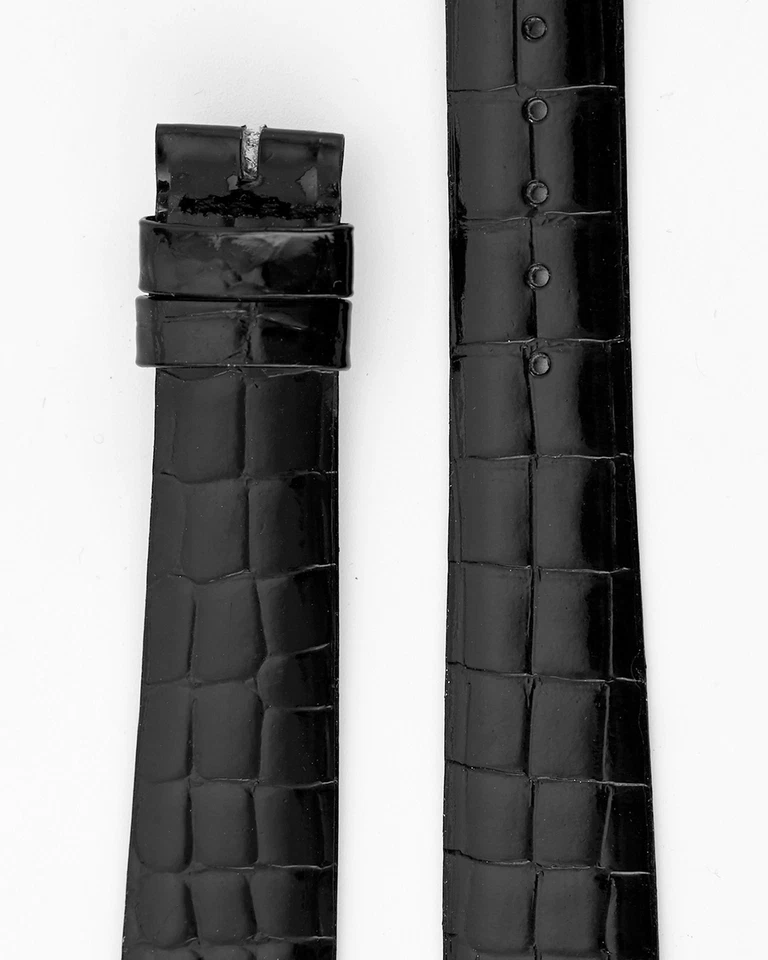 Pulseira de crocodilo preta vintage Universal Geneve 17mm x 14mm 15mm - Imagem 2 de 4