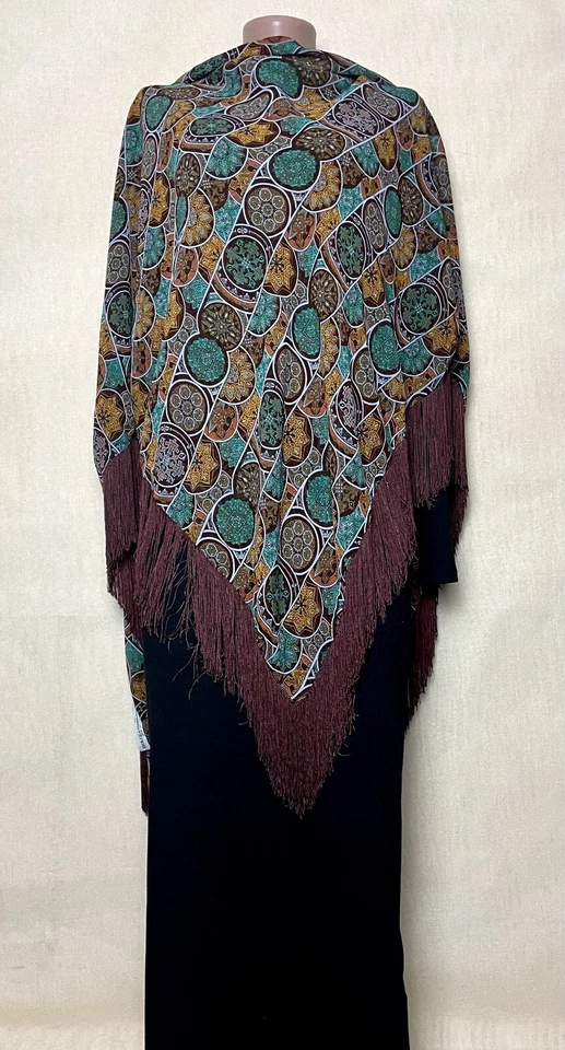 RARO Dolce & Gabbana Triángulo Estola Flecos Barroco Chal Bufanda Foto 2 de 4