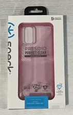 Speck Presidio Perfect-Clear Grip Case for Galaxy S20+ Plus 5G, Transparent Pink