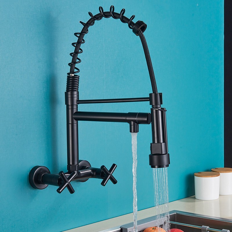 MISCELATORE RUBINETTO LAVELLO CUCINA OTTONE NERO OPACO CANNA CON MOLLA - Foto 8