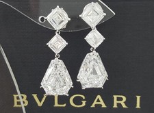 Bvlgari Bulgari Shield & Asscher Cut Diamond Drop Earrings 13.97 ctw Rt $1 Mil