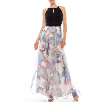 NWT SL FASHIONS Women's Floral Keyhole Top Organza Skirt Gown Maxi Dress  10, 14 | eBay