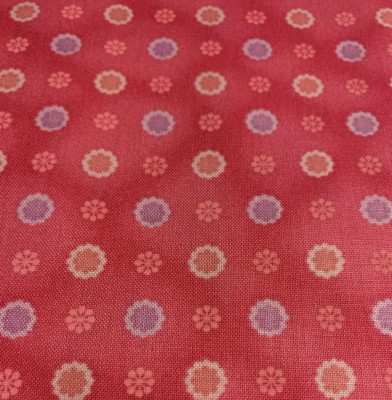 Urban Green Circle Flowers Floral Fabric By Fabri-Quilt Pink Lavender White BTHY