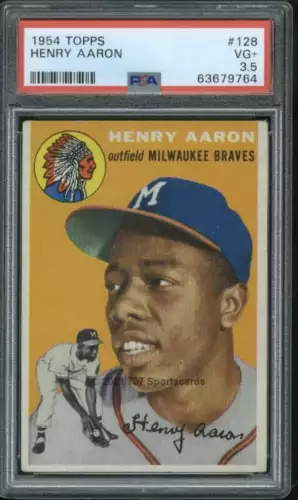 Rookie Card Milwaukee Braves  (9764) 1954 Topps #128 Henry Hank Aaron PSA 3.5