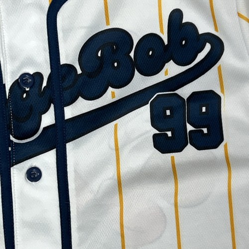 Nickelodeon Jersey Sz Large SpongeBob SquarePants Baseball #99 White Pinstripes - Picture 3 of 6