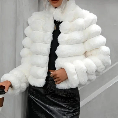 Pink Fur Hoodie Fluffy Crop Coat Simplee Women's Luxury Winter