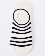 White Black Stripe Low Cut Socks Novelty Unisex Crazy Fun SF1223