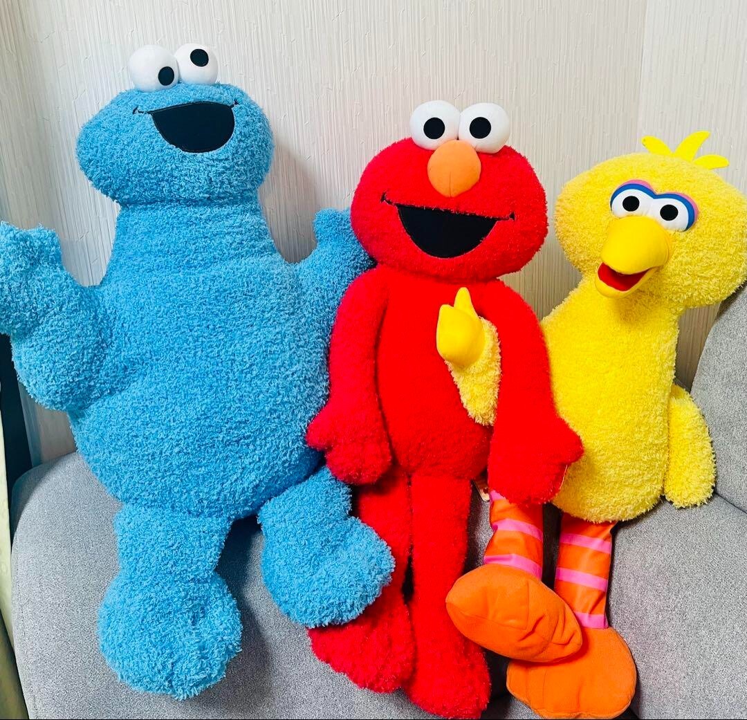 Sesame Street SET 3 Fluffy Super BIG Plush 55cm Elmo Cookie