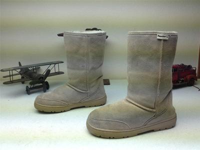 GRAY SHEEPSKIN BEAR PAW SEUDE BOOTS SIZE 11 D WINTER BOOTS